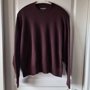 Toad & Co Women M Recycled Cotton Blend Crewneck Sweater Burgundy Dolman Sleeve
